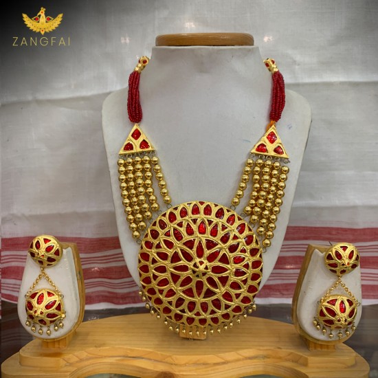 Assamese Traditional Jaapi Set | Red Golden