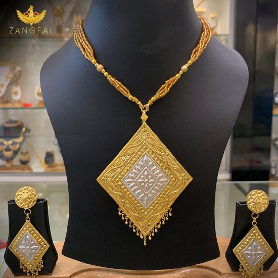 Triangled Thuriya Phul Set | Pure Silver Gold Dipped 