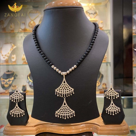 Gagori Set | Pure Silver | Black Meenakari 