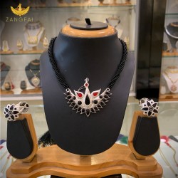 ZANGFAI LOGO | Pure Silver and Black Stones 