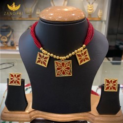 Assamese Traditional SquareThuriya Phul Set |Pure Silver | gold dipped | red golden