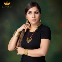 Assamese Traditional Gejera Set | Green Red Golden Assamese Traditional Gejera Set | Green Red Golden