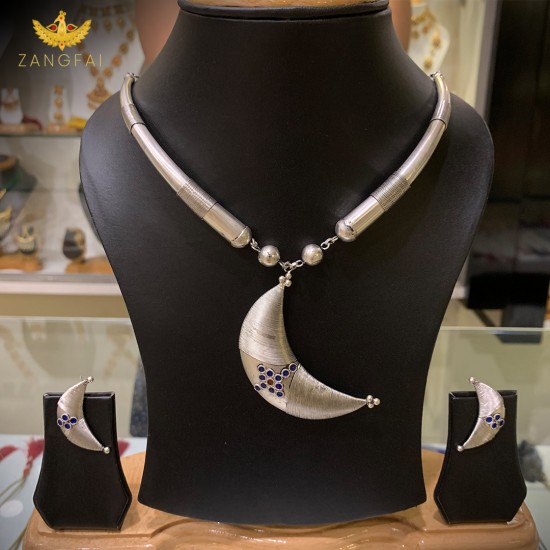 Assamese Traditional Pipe Junbiri necklace| silver |Pure Silver meenakari